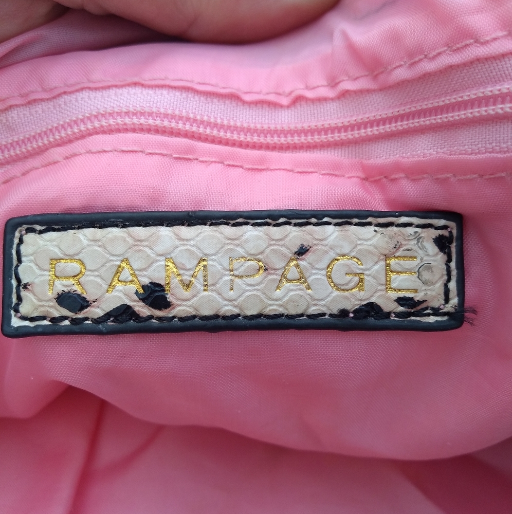 Rampage Faux Snakeskin Patterned Purse, Clean Pink Interior, Tassel Zipp… - Picture 12 of 13